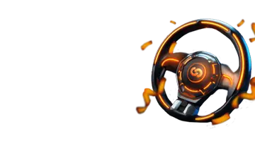 Изображение высокотехнологичного руля, представляющее пятничный бонус в АУФ казино с динамичной гоночной темой.